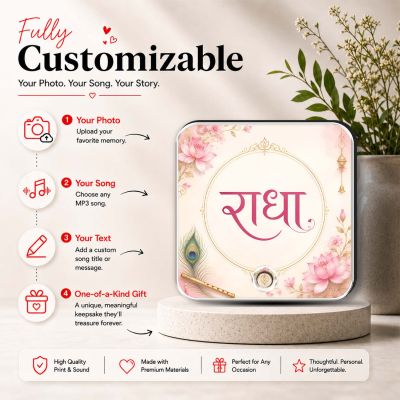 Shri Radha Musical Fidge Magnet Devotional Decor for Home, Mandir & Office Gifting Music Player Rechargeable Battery Ideal Spiritual Gift for Birthdays & Anniversaries